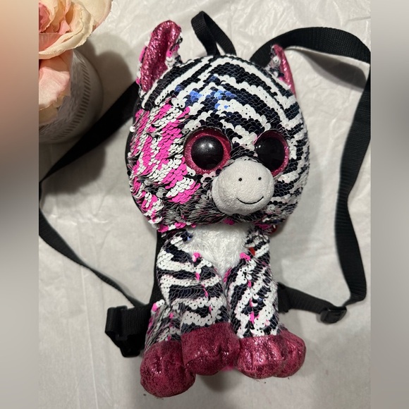 Ty Other - 13 in. Sequin Zebra Plush Backpack
